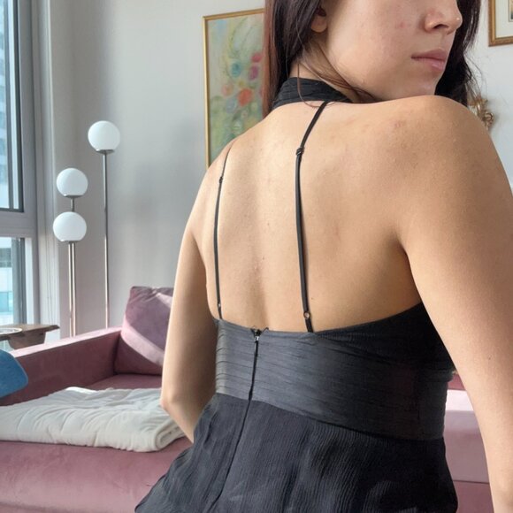 Black Silk Halter Dress - Picture 7 of 8